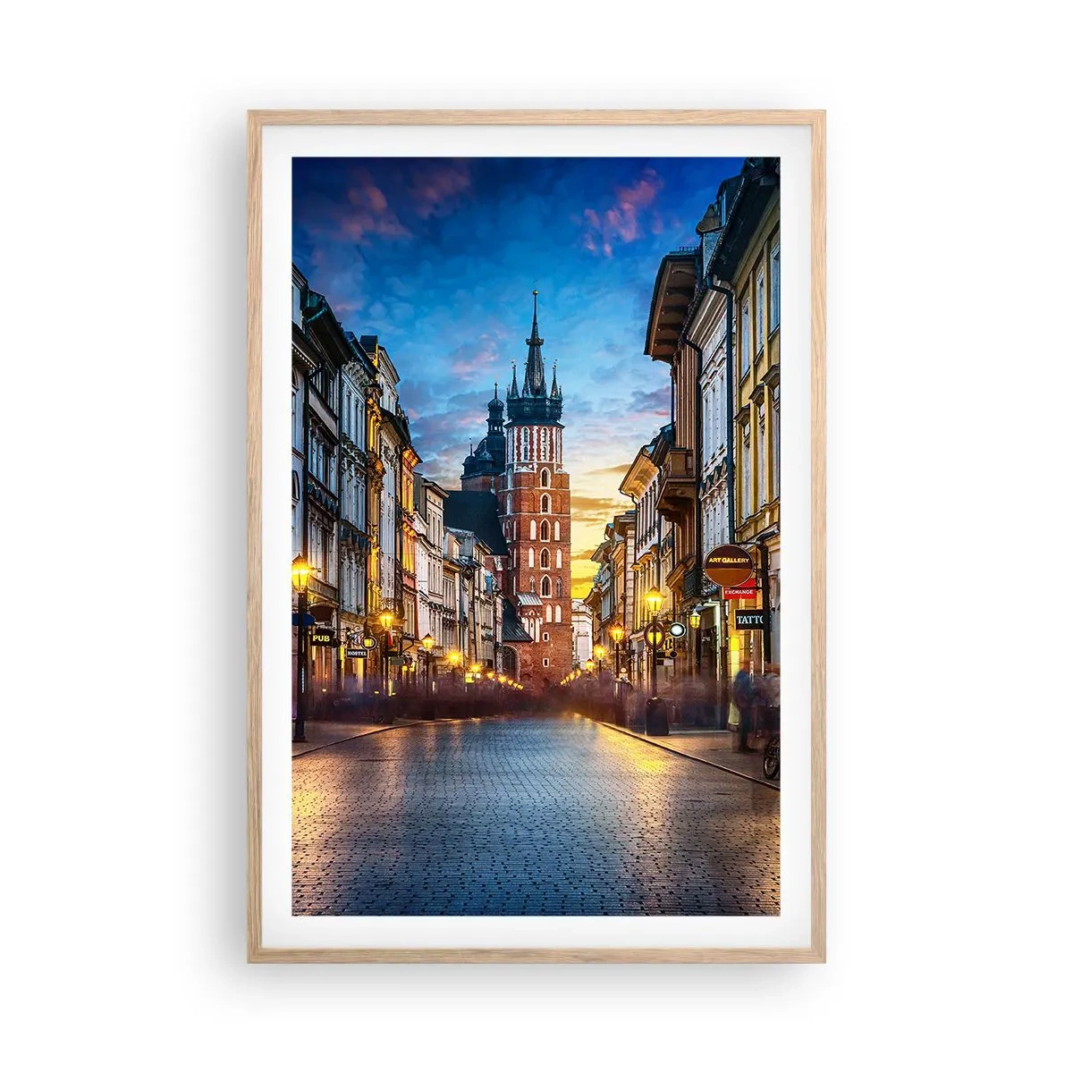 Póster en marco roble claro - El encanto de Cracovia - 61x91 cm