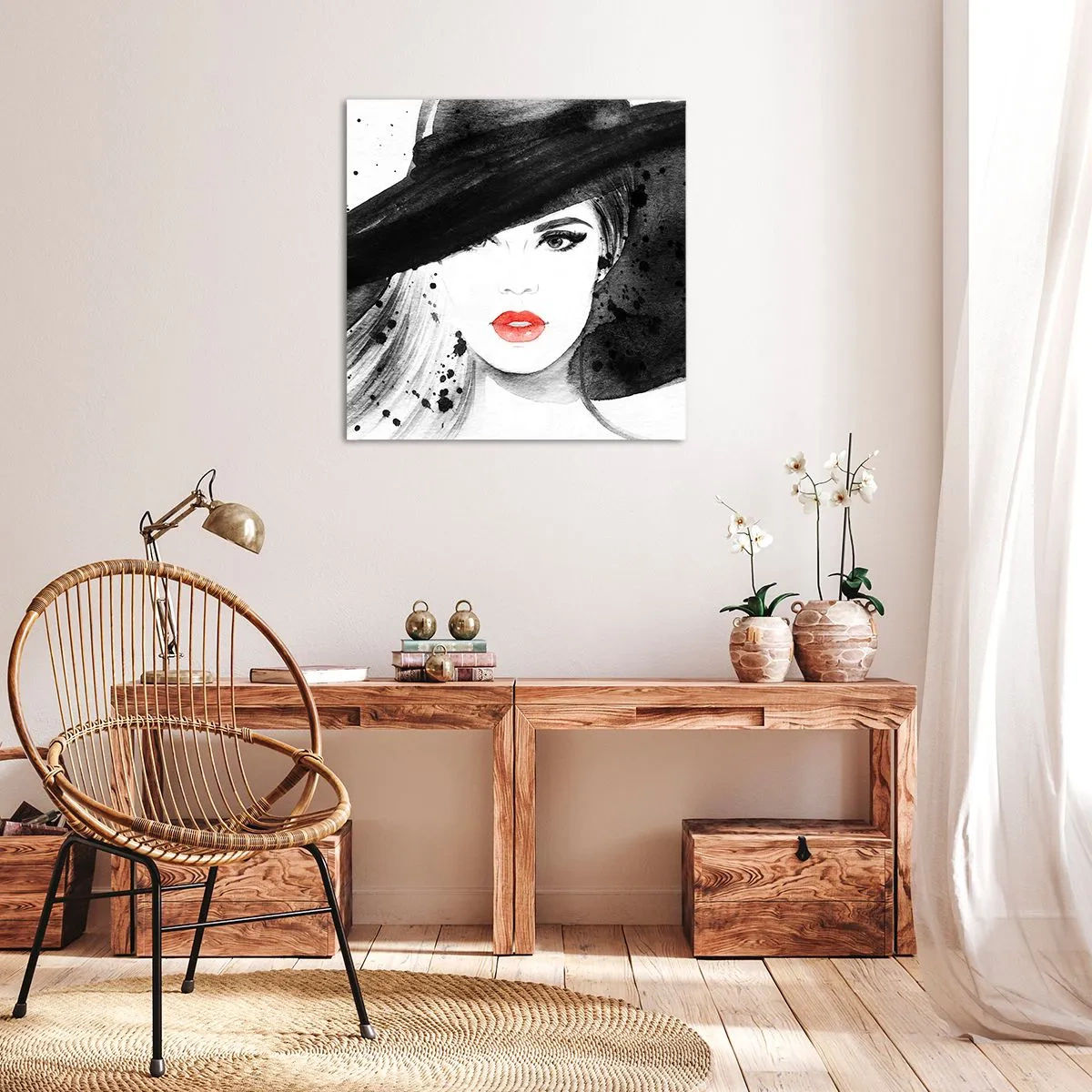 Cuadro sobre lienzo - Impresión de Imagen - Dama de negro - 50x50 cm