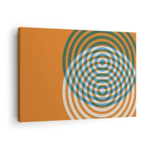 Cuadro sobre lienzo - Impresión de Imagen - Círculos concéntricos sobre un fondo naranja - 70x50cm - Círculos y abstracción - Decoración de pared moderna para salón y dormitorio ARTTOR