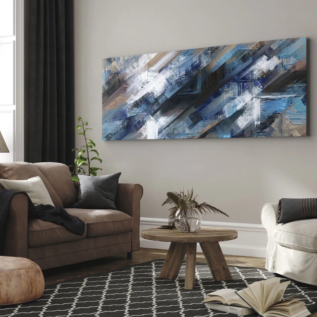 Cuadro sobre lienzo - Impresión de Imagen - En una inclinación azul - 100x40 cm