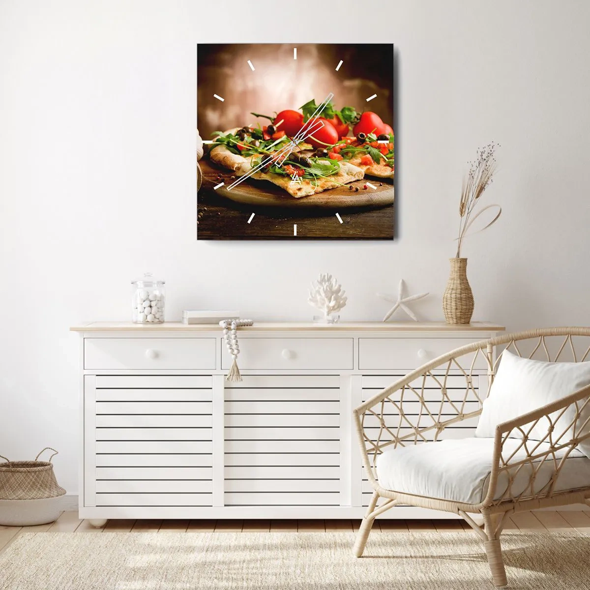 Reloj de pared - Reloj de vidrio - Directamente del horno y del jardín - 30x30 cm