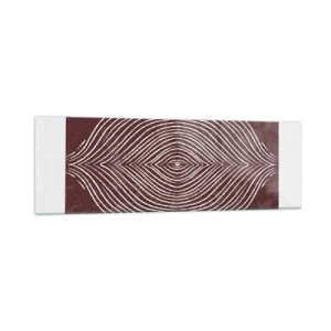 Cuadro sobre vidrio - Impresiones sobre Vidrio - Ondas simétricas en líneas blancas sobre un fondo marrón - 160x50cm - El espacio habla - Decoración de pared moderna para salón y dormitorio ARTTOR