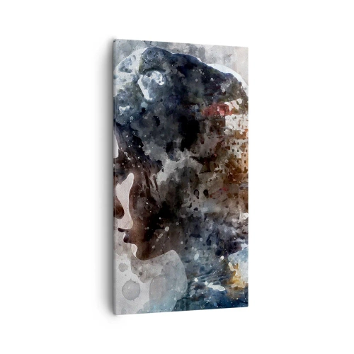 Cuadro sobre lienzo - Impresión de Imagen - Una historia sobre una niña con una ciudad de fondo - 55x100 cm