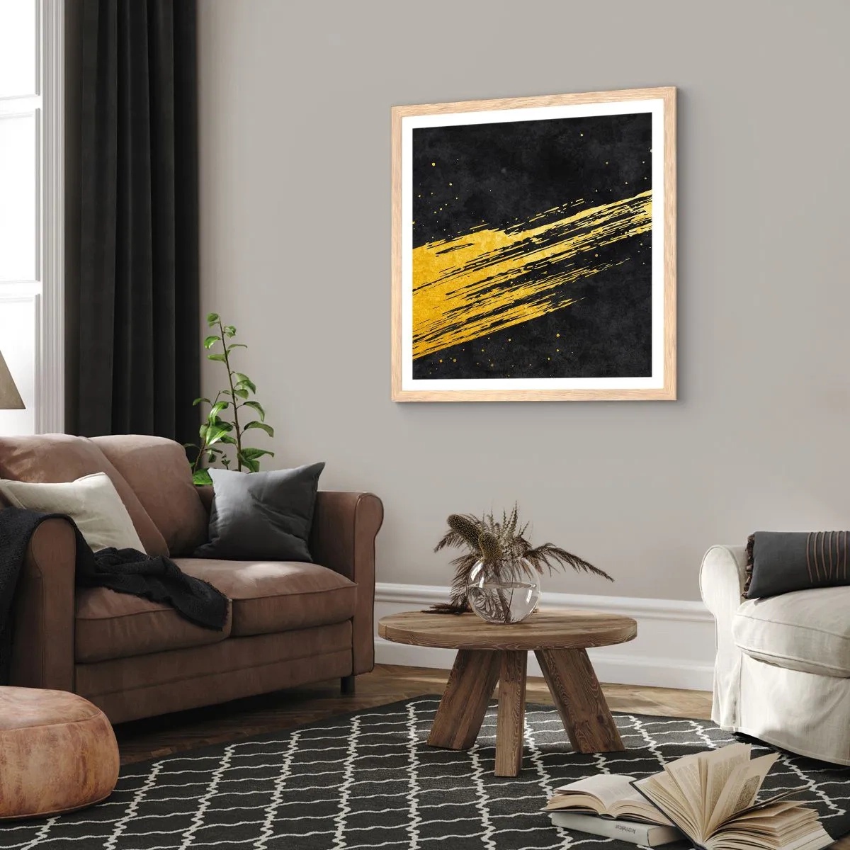 Póster en marco roble claro - Saltar al hiperespacio - 50x50 cm