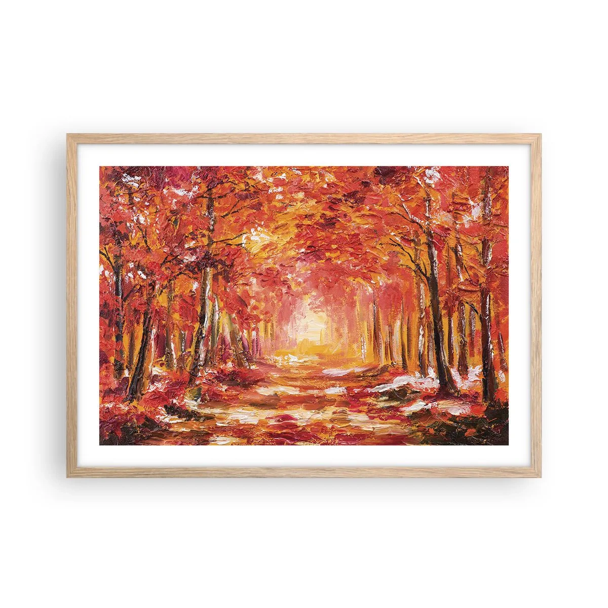 Póster en marco roble claro - Bosque de cobre - 70x50 cm