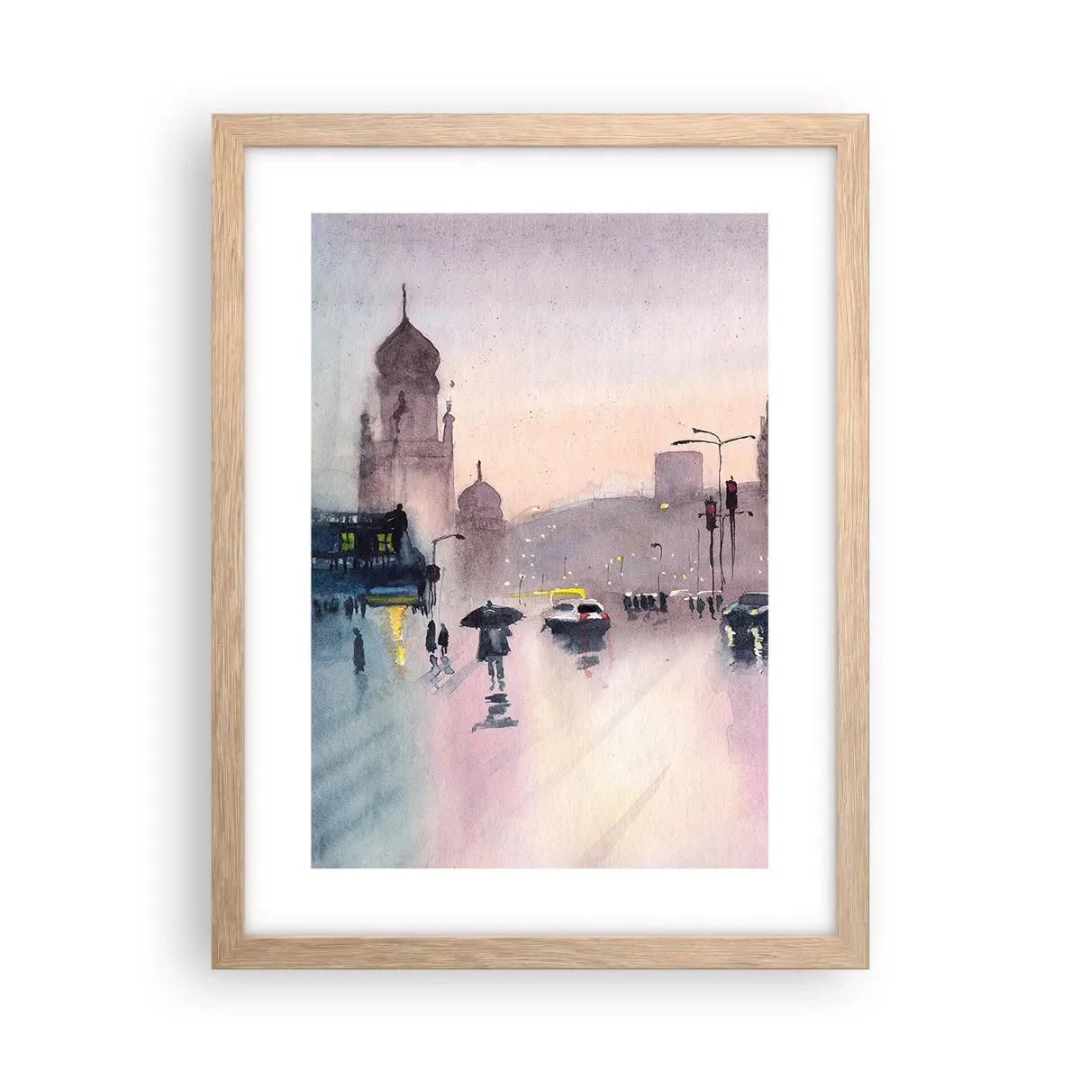 Póster en marco roble claro - En una niebla lluviosa - 30x40 cm