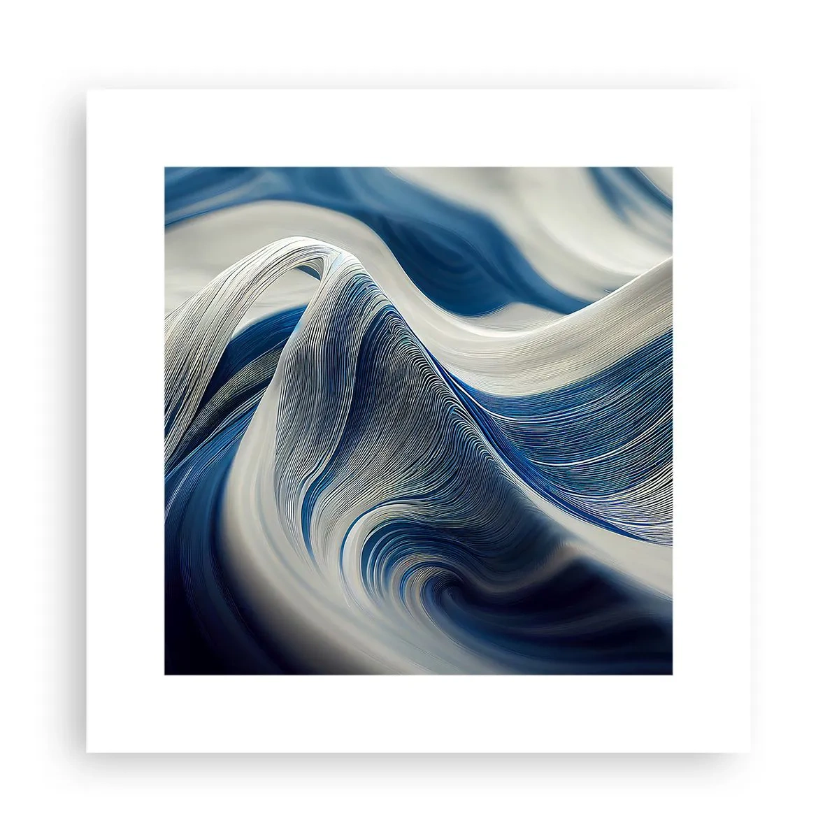 Póster - Fluidez de azul y blanco - 30x30 cm