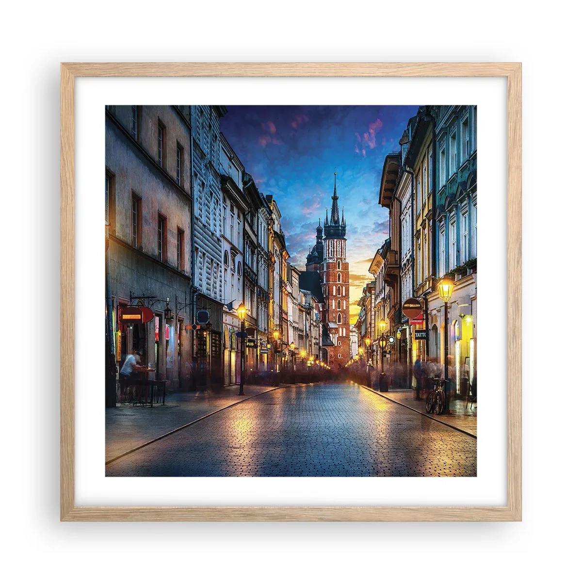 Póster en marco roble claro - El encanto de Cracovia - 50x50 cm