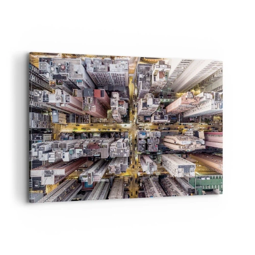 Cuadro sobre lienzo - Impresión de Imagen - Una vista de pájaro de una ciudad llena de rascacielos. - 120x80cm - Saludos desde Hong Kong - Decoración de pared moderna para salón y dormitorio ARTTOR