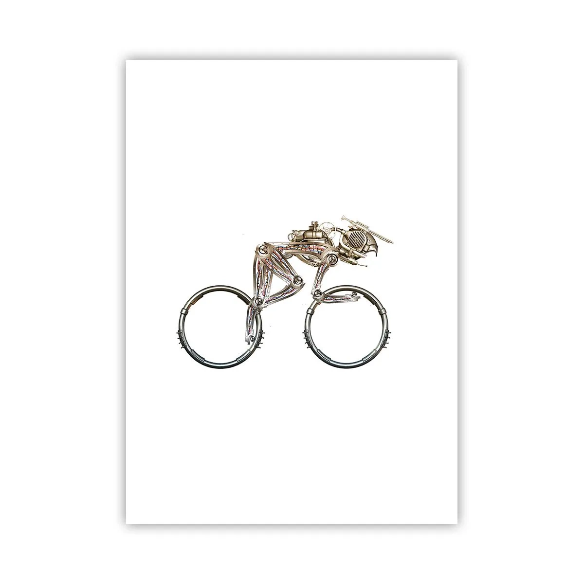 Póster - Una bicicleta hecha de piezas de metal. - 50x70cm - Una magnífica máquina - Decoración de pared moderna para salón y dormitorio ARTTOR