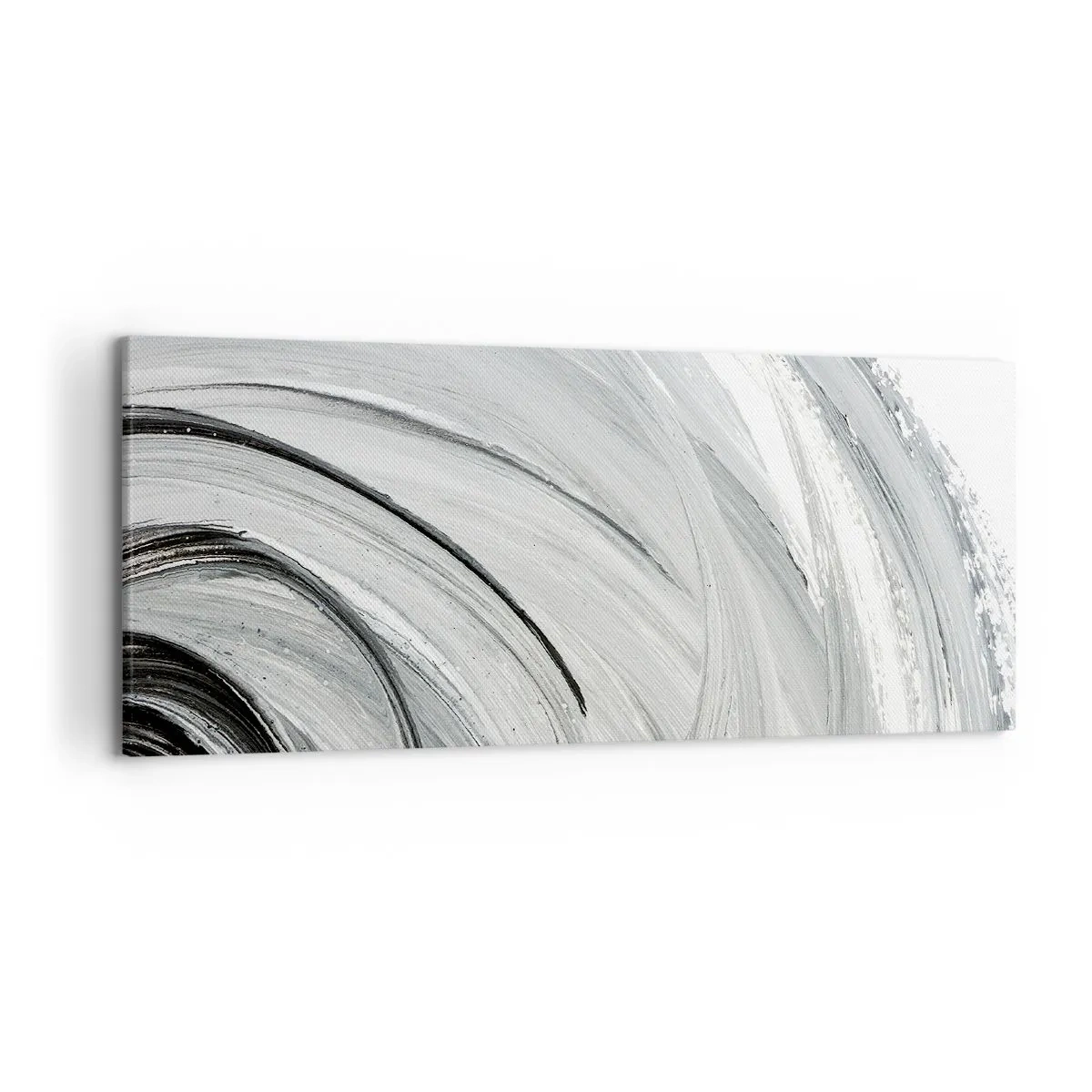 Cuadro sobre lienzo - Impresión de Imagen - Un remolino monocromático en tonos de gris y negro. - 120x50cm - Composición orbital - Decoración de pared moderna para salón y dormitorio ARTTOR