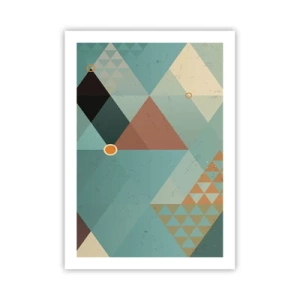 Póster - Composición geométrica con triángulos en colores pastel. - 50x70cm - Uno para todos y todos para uno - Decoración de pared moderna para salón y dormitorio ARTTOR