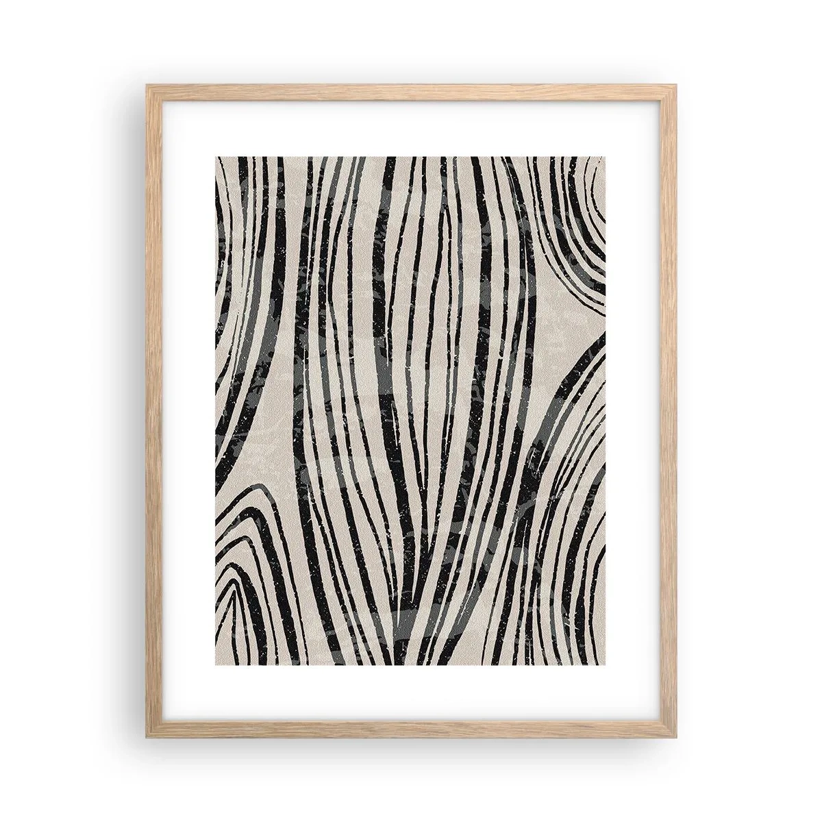 Póster en marco roble claro - Salpicadura de líneas - 40x50 cm