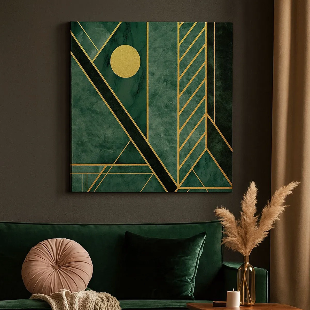 Cuadro sobre lienzo - Impresión de Imagen - La dinámica del oro y el azul - 30x30 cm