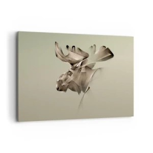 Cuadro sobre lienzo - Impresión de Imagen - Una imagen abstracta de un alce sobre un fondo minimalista. - 120x80cm - El suave poder de la paz - Decoración de pared moderna para salón y dormitorio ARTTOR