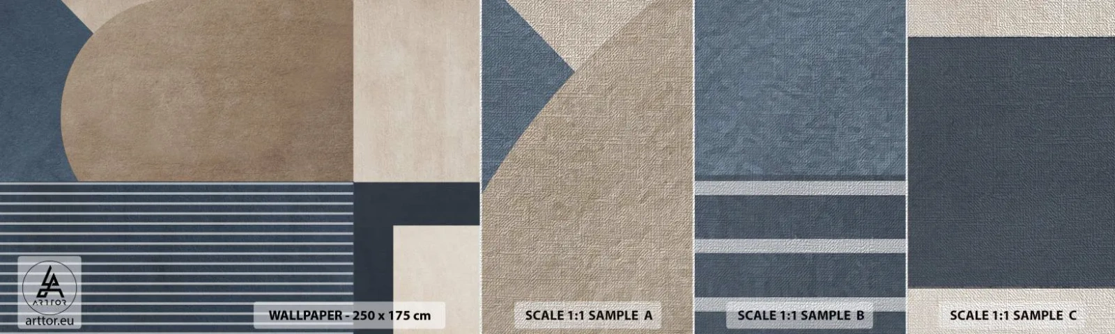 Muestra de fotomural Premium Canvas - Composición de sencillez y redondez - Minimalismo, Abstracción, Pedazo - 100x30 cm