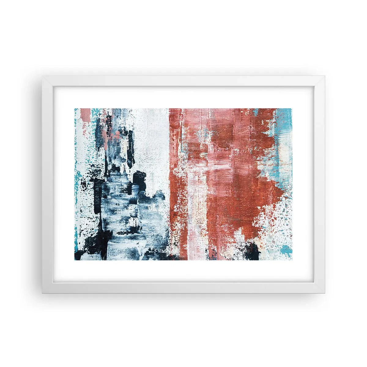 Póster en marco blanco - Mitad abstracción, mitad abstracción - 40x30 cm
