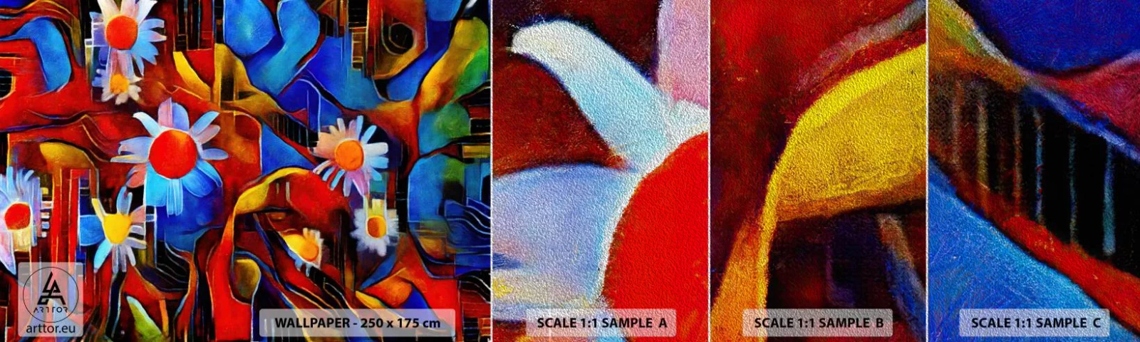 Muestra de fotomural Premium Sand - Colores de la vida - Abstracción, Cubismo, Pedazo - 100x30 cm