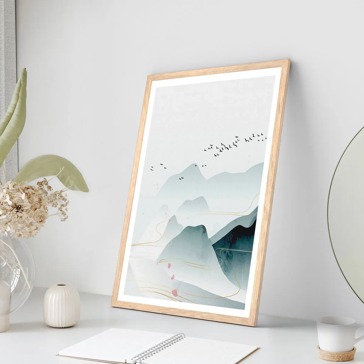 Póster en marco roble claro - Sobre las cimas - 61x91 cm