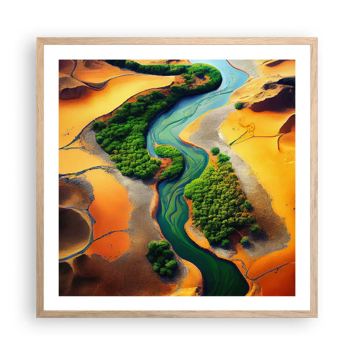 Póster en marco roble claro - Río que da vida - 60x60 cm