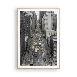 Póster en marco roble claro - La vida de Nueva York - 70x100 cm