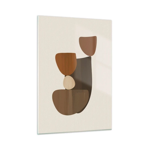 Cuadro sobre vidrio - Impresiones sobre Vidrio - Composición abstracta en tonos marrones y beige. - 50x70cm - Composición en bronce - Decoración de pared moderna para salón y dormitorio ARTTOR