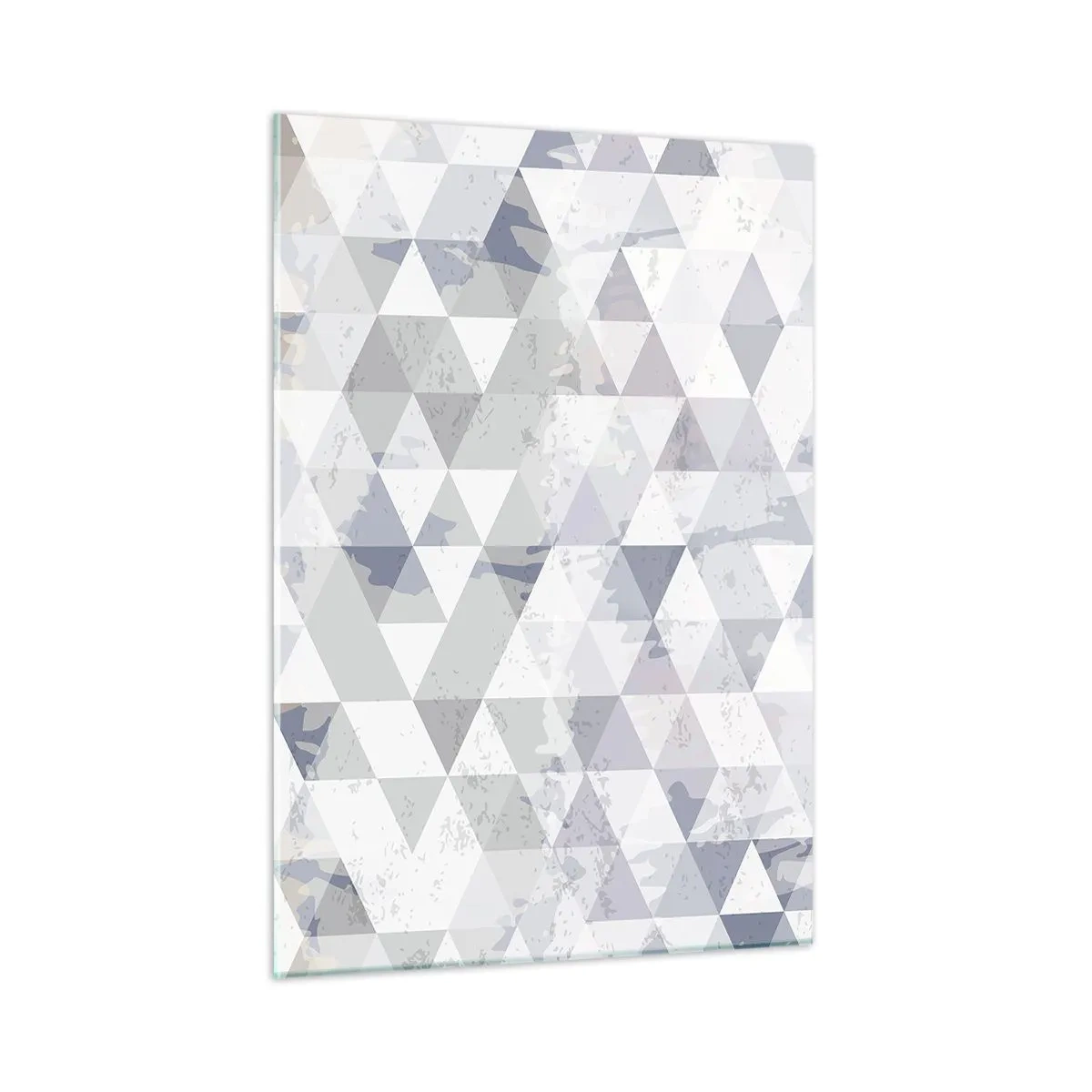 Cuadro sobre vidrio - Impresiones sobre Vidrio - Patrón de triángulo geométrico en tonos neutros de gris y beige. - 50x70cm - A ritmo de triángulo - Decoración de pared moderna para salón y dormitorio ARTTOR