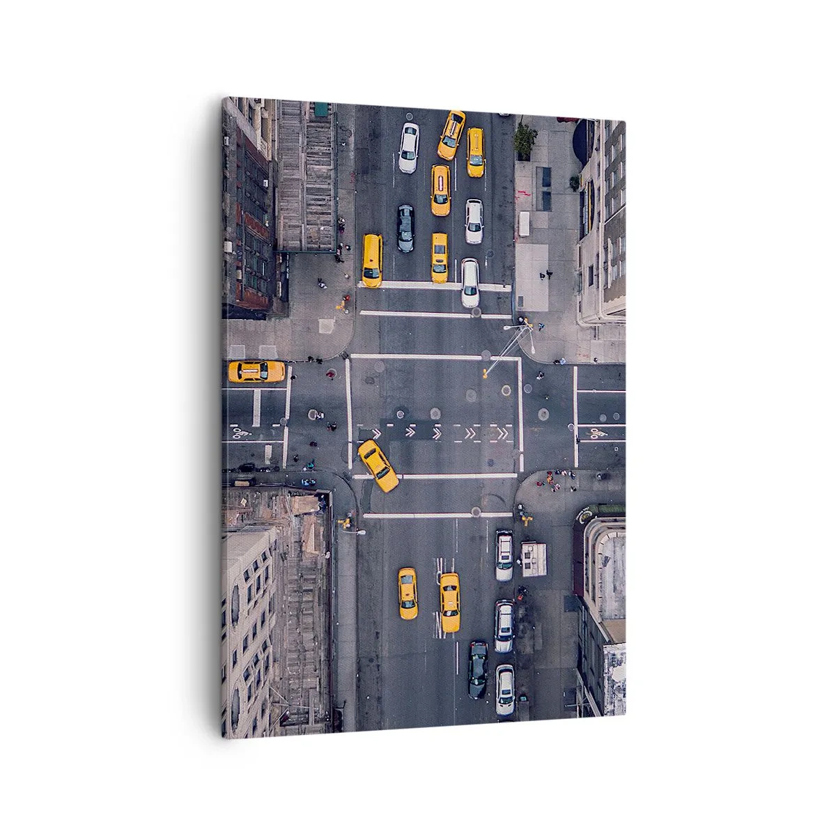 Cuadro sobre lienzo - Impresión de Imagen - Vista aérea de una calle concurrida de la ciudad - 50x70cm - Una simple elección - Decoración de pared moderna para salón y dormitorio ARTTOR