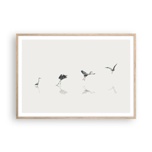 Póster en marco roble claro - Cuatro sencillos pasos para despegar - 100x70 cm