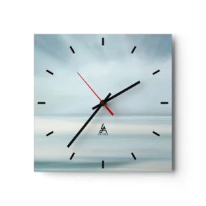 Reloj de pared - Reloj de vidrio - Un paisaje minimalista en delicados tonos azules. - 30x30cm - Paz hasta el horizonte - Decoración de pared moderna para salón y dormitorio ARTTOR