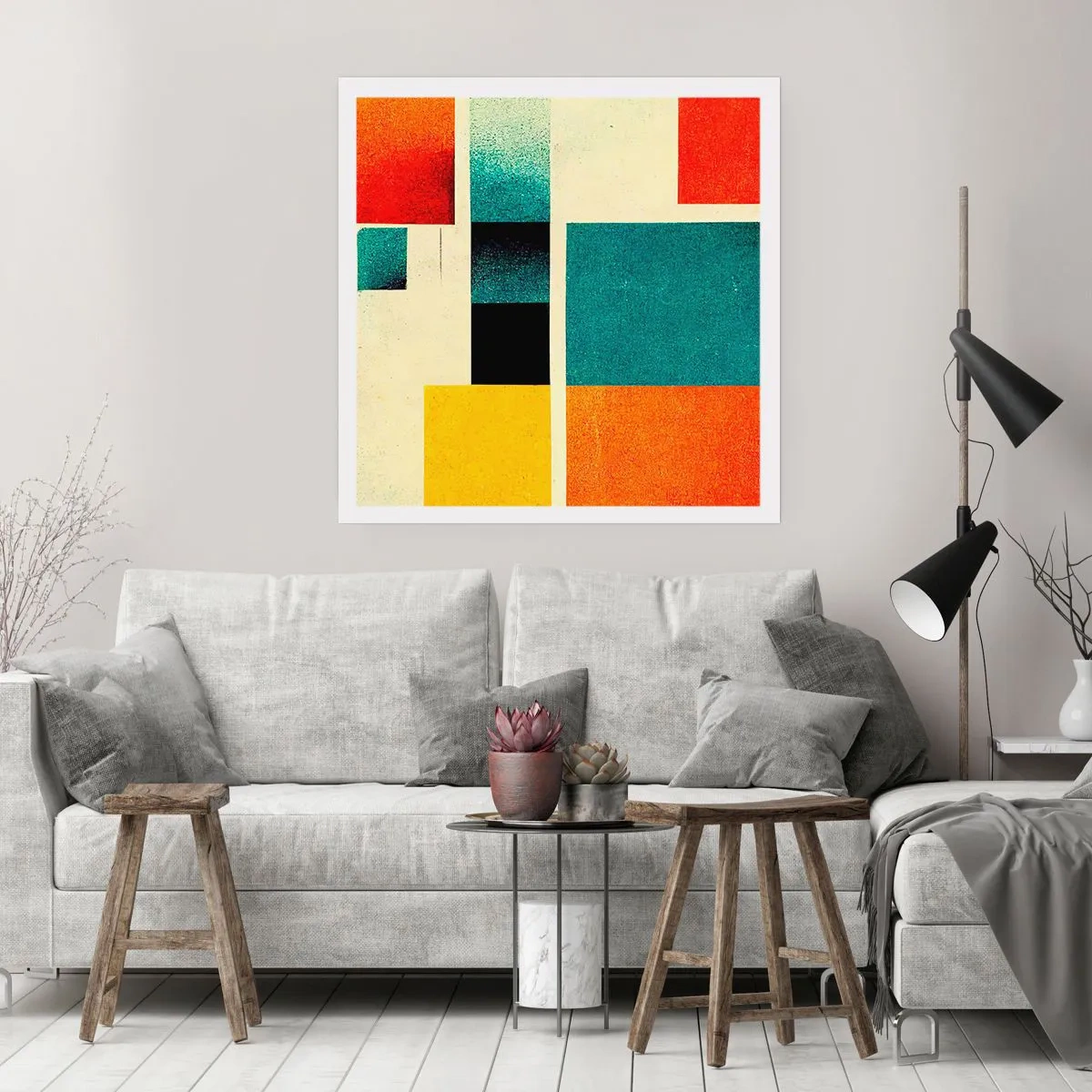 Póster - Abstracción geométrica - buena energía - 30x30 cm