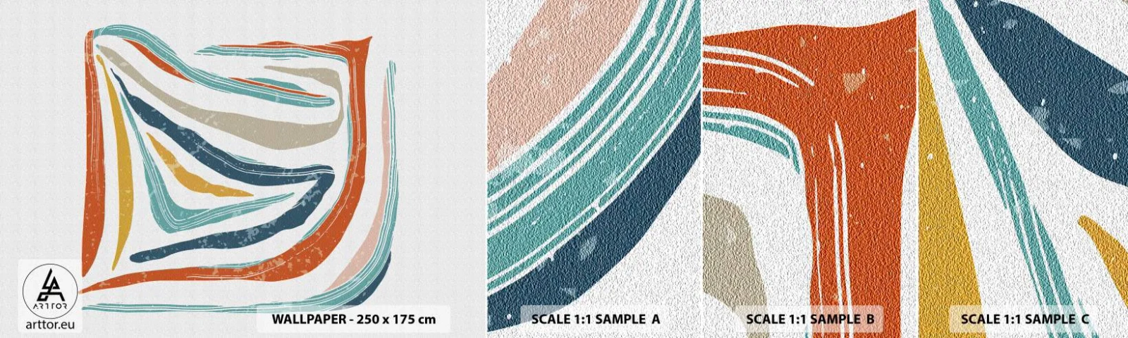 Muestra de fotomural autoadhesivo Deluxe Sticker - Abstracción sonriente y amistosa - bohemia, Pedazo, Moderno - 100x30 cm