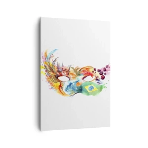 Cuadro sobre lienzo - Impresión de Imagen - Máscara de acuarela colorida inspirada en Brasil - 70x100cm - Brasil te recibe con samba - Decoración de pared moderna para salón y dormitorio ARTTOR