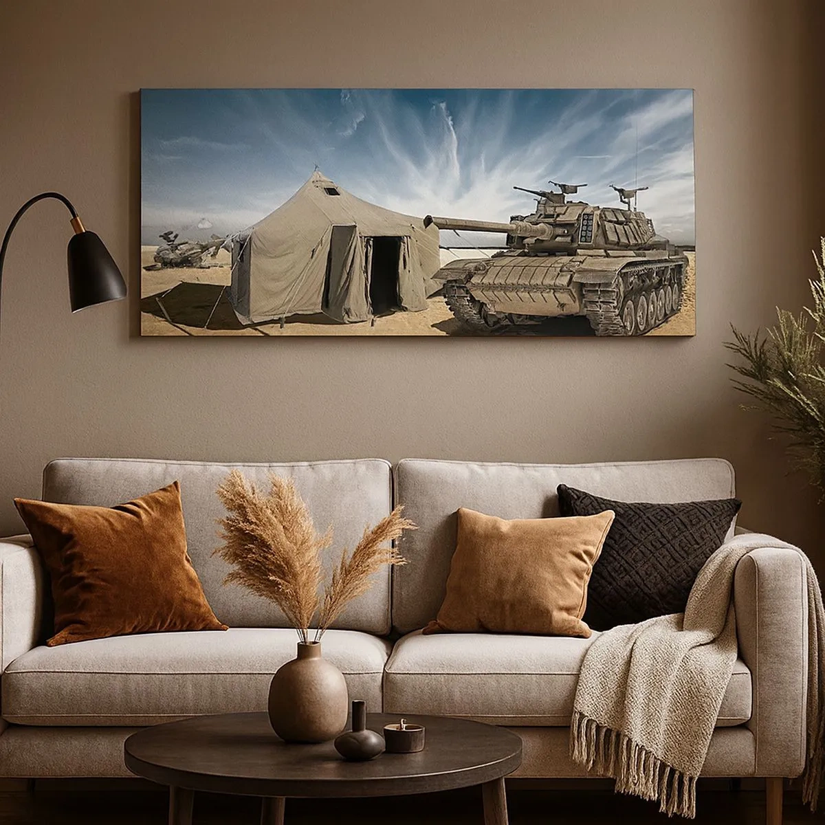 Cuadro sobre lienzo - Impresión de Imagen - Campaña militar - 100x40 cm