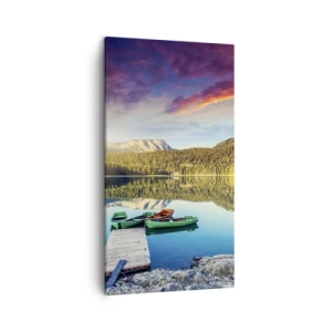 Cuadro sobre lienzo - Impresión de Imagen - Sobre el agua tan suave como un espejo - 45x80 cm