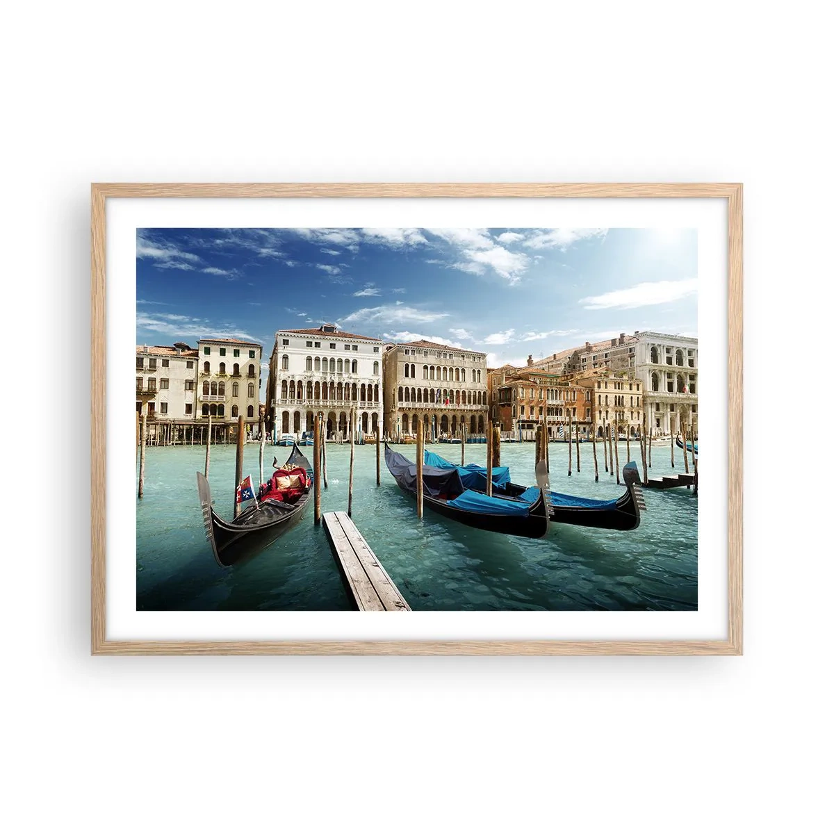 Póster en marco roble claro - Palacios en azul - 70x50 cm