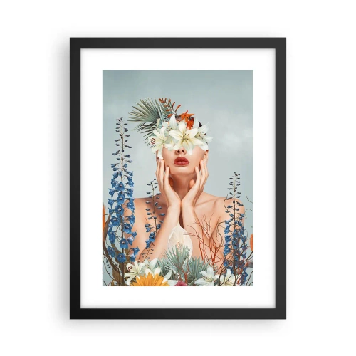 Póster en marco negro - Mujer-flor - 30x40 cm