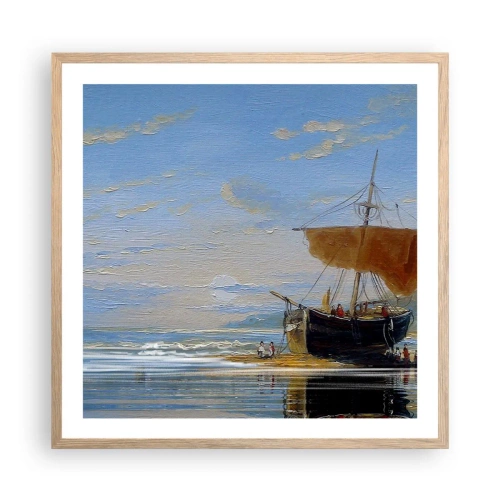 Póster en marco roble claro - Agua, tierra, aire - 60x60 cm