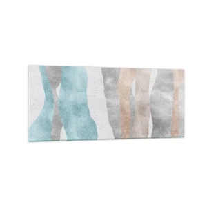 Cuadro sobre vidrio - Impresiones sobre Vidrio - Rayas abstractas en tonos pastel - 120x50cm - Un estudio de la cercanía - Decoración de pared moderna para salón y dormitorio ARTTOR