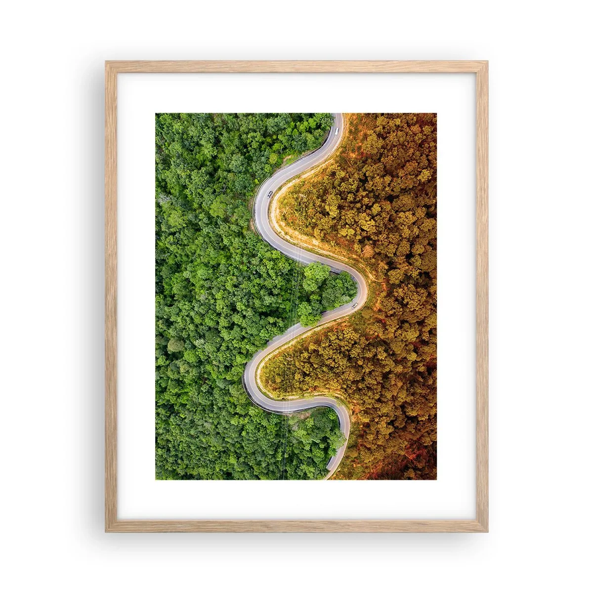 Póster en marco roble claro - Frontera serpenteante - 40x50 cm