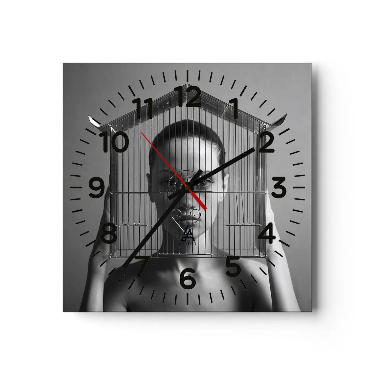 Reloj de pared - Reloj de vidrio - Un retrato algo surrealista - 30x30 cm