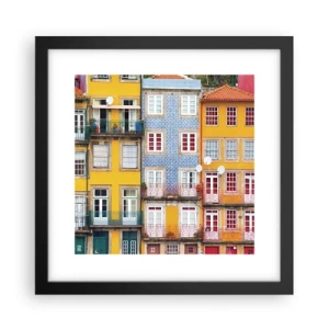 Póster en marco negro - Los colores de la ciudad vieja - 30x30 cm