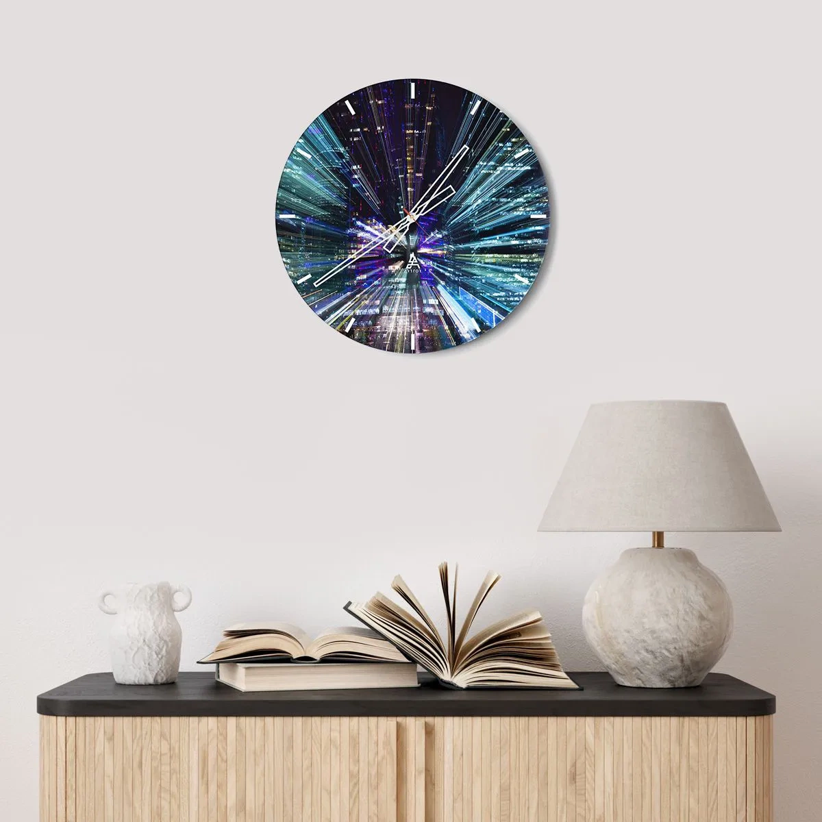 Reloj de pared - Reloj de vidrio - Cruzando el hiperespacio - 40x40 cm