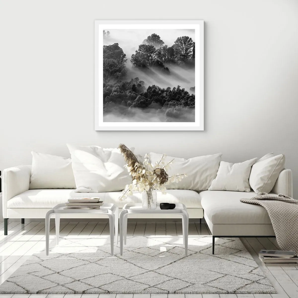 Póster en marco blanco - Levantarse del sueño - 30x30 cm