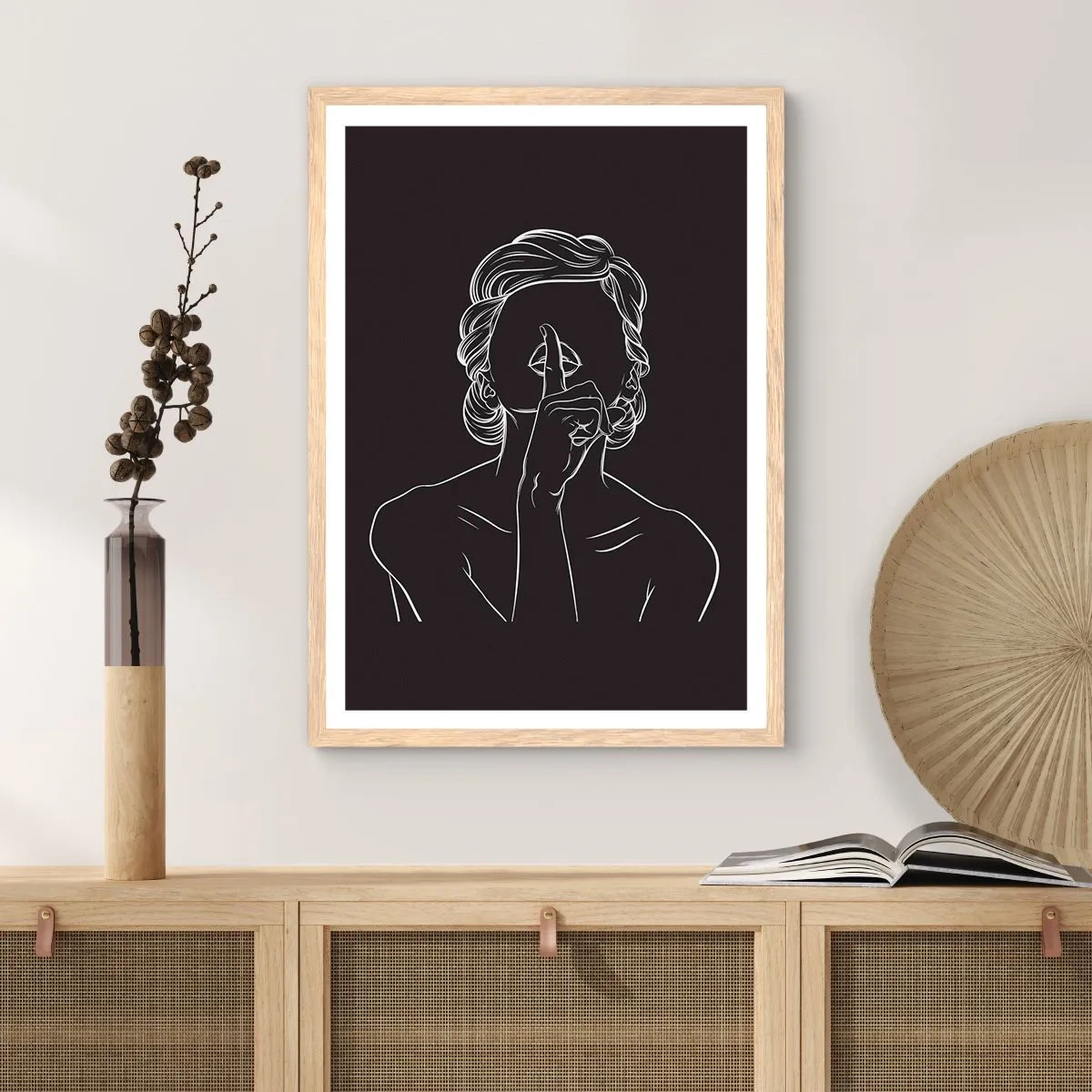 Póster en marco roble claro - La belleza florece en silencio - 40x50 cm