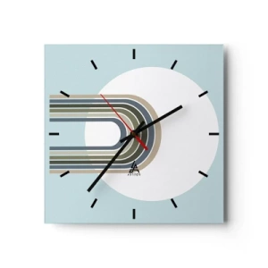 Reloj de pared - Reloj de vidrio - Una composición minimalista con un círculo y líneas sobre un fondo pastel. - 30x30cm - Una atracción irresistible - Decoración de pared moderna para salón y dormitorio ARTTOR