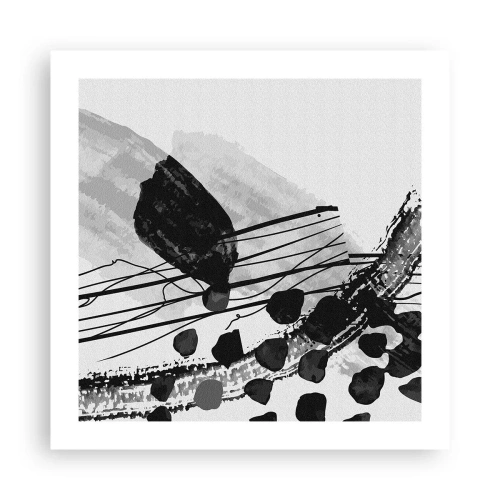 Póster - Abstracción orgánica en blanco y negro - 50x50 cm