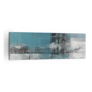 Cuadro sobre lienzo - Impresión de Imagen - Una composición abstracta en tonos azules con textura y capas. - 160x50cm - Agua y aire - Decoración de pared moderna para salón y dormitorio ARTTOR