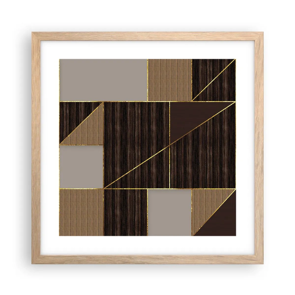 Póster en marco roble claro - Un mosaico de marrones y dorados - 40x40 cm