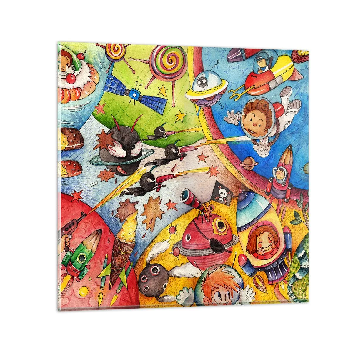 Cuadro sobre vidrio - Impresiones sobre Vidrio - Una gran aventura cósmica - 50x50 cm